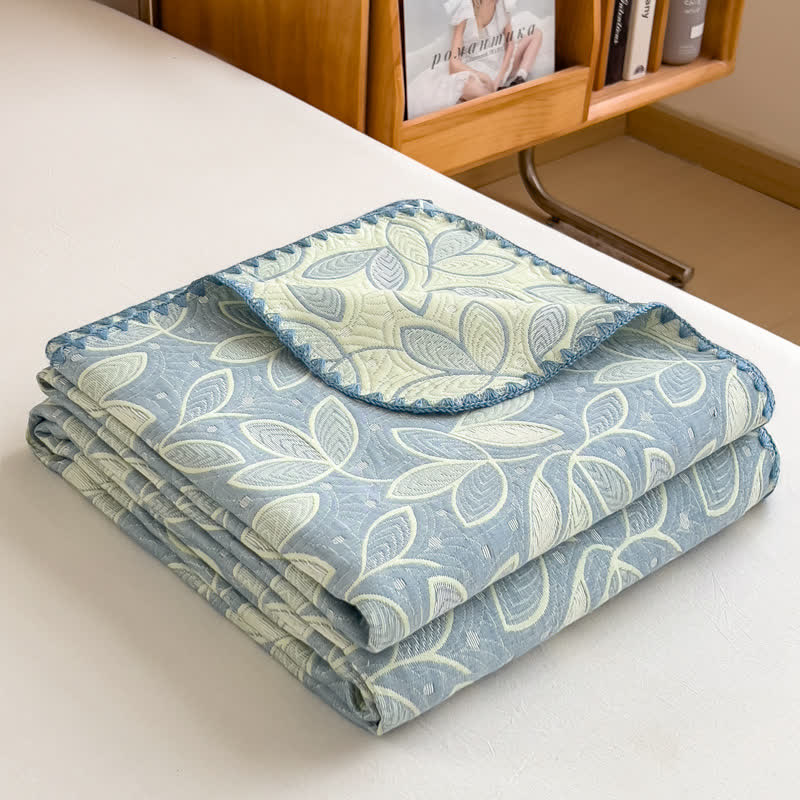 Elegante Wende-Bettdecke aus Baumwollgaze mit Blättern