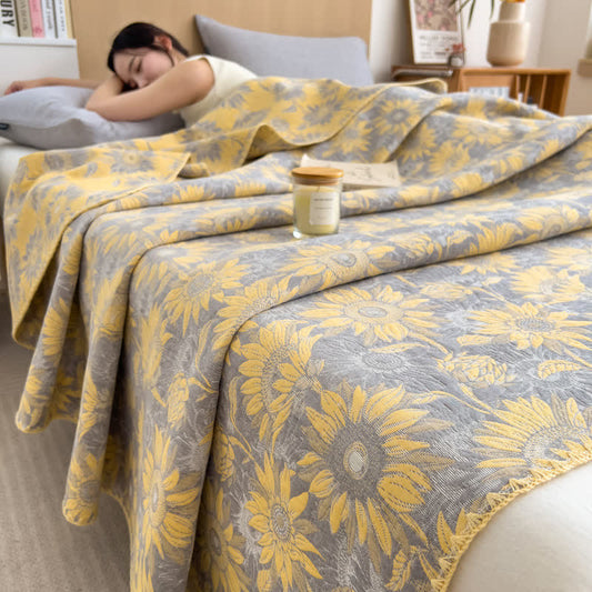 Wende-Bettdecke aus Baumwollgaze mit Sonnenblumen-Print
