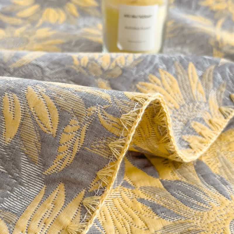 Wende-Bettdecke aus Baumwollgaze mit Sonnenblumen-Print