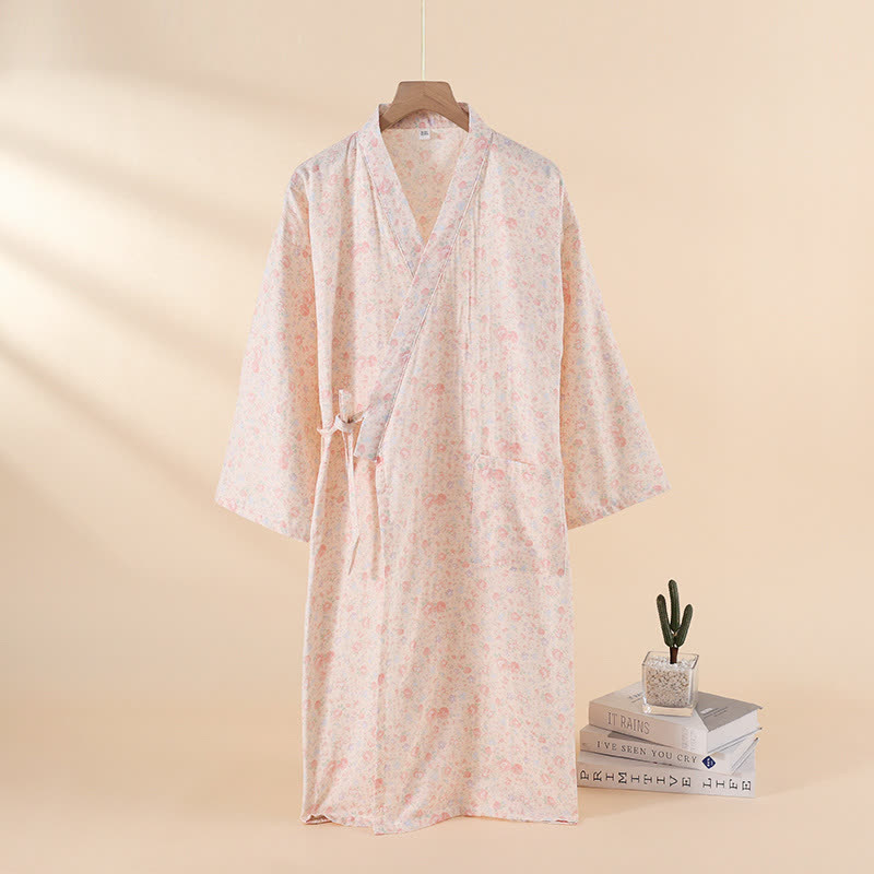 Nachthemd aus geblümtem Baumwollgaze, ideal als Hauskleidung - Rosa - XL - image 3