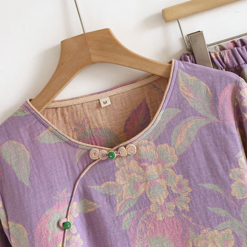 Elegantes Loungewear-Set aus garngefärbter Jacquard-Baumwolle im Vintage-Stil