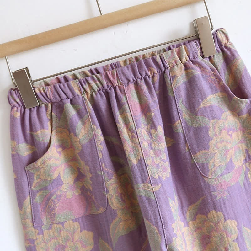Elegantes Loungewear-Set aus garngefärbter Jacquard-Baumwolle im Vintage-Stil