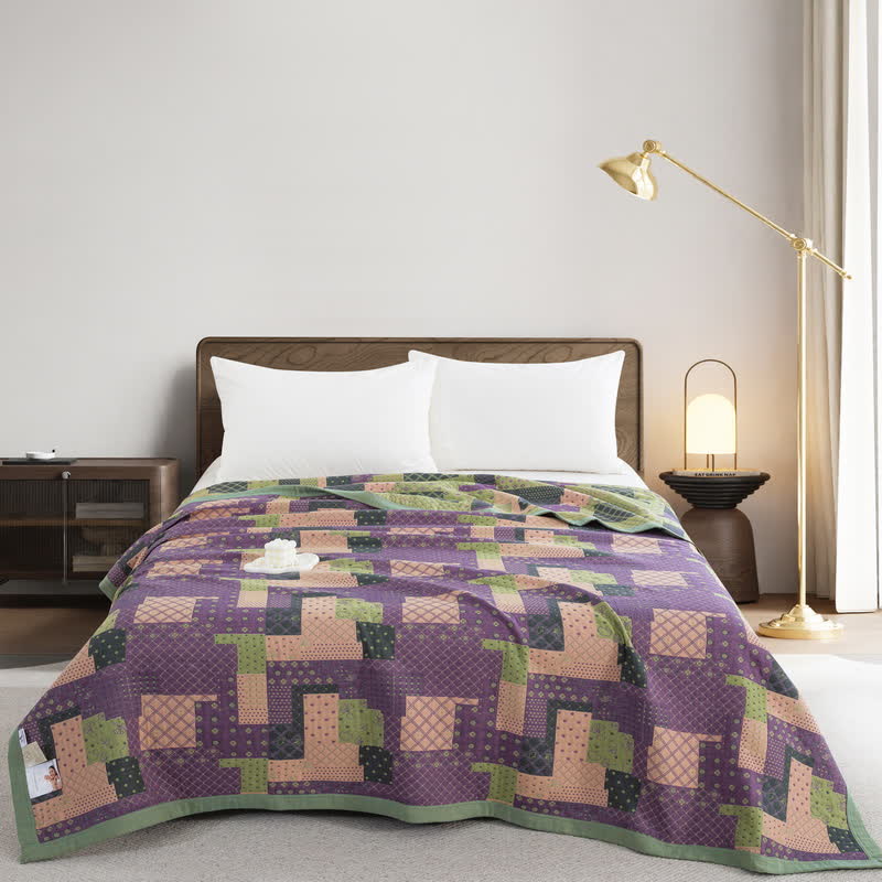 Vintage Patchwork Baumwollgaze Jacquard Bettdecke
