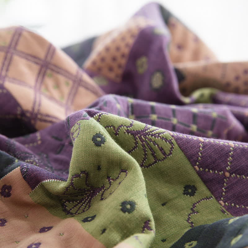 Vintage Patchwork Baumwollgaze Jacquard Bettdecke