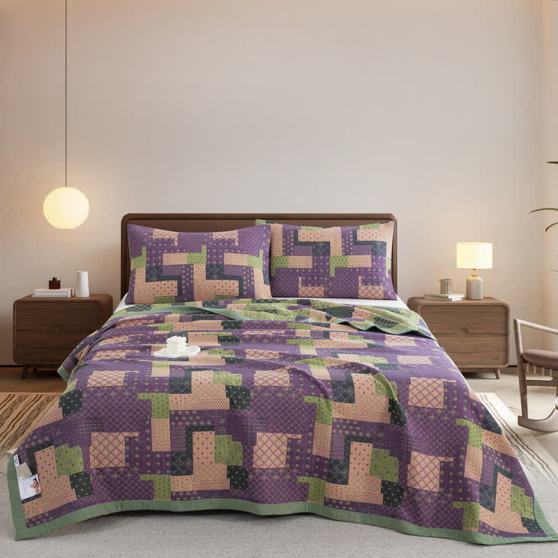 Vintage Patchwork Baumwollgaze Jacquard Bettdecke