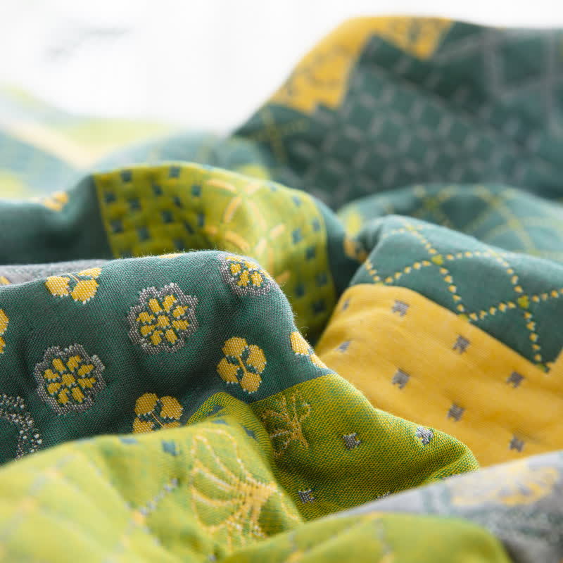 Vintage Patchwork Baumwollgaze Jacquard Bettdecke