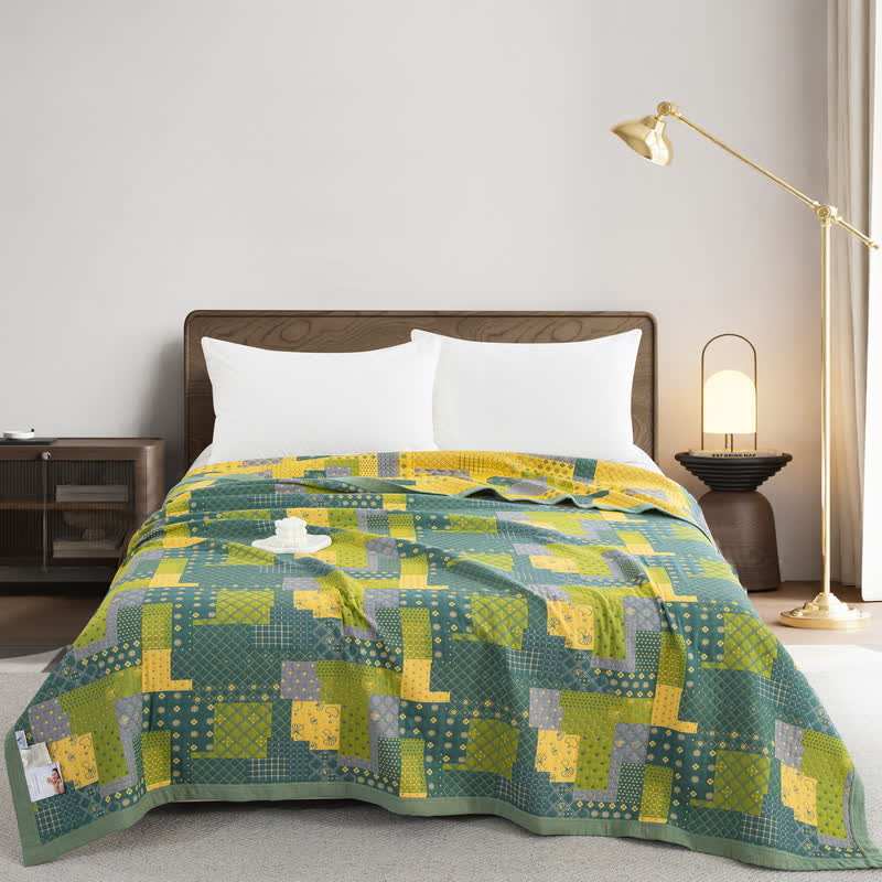 Vintage Patchwork Baumwollgaze Jacquard Bettdecke
