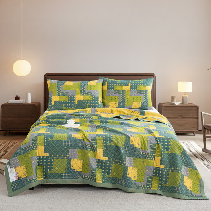 Vintage Patchwork Baumwollgaze Jacquard Bettdecke