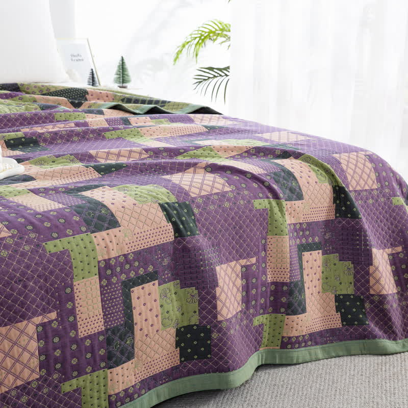 Vintage Patchwork Baumwollgaze Jacquard Bettdecke