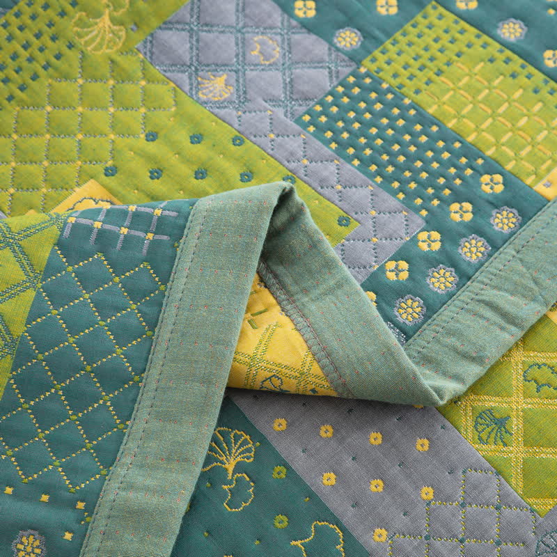 Vintage Patchwork Baumwollgaze Jacquard Bettdecke