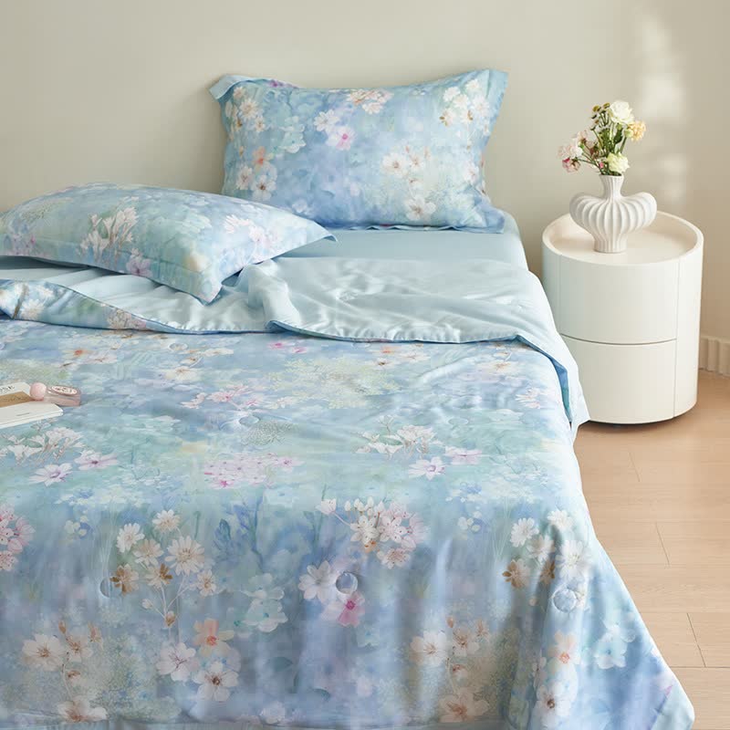 Rustikales Sommer-Bettwäscheset mit Blumenmuster (4-teilig)