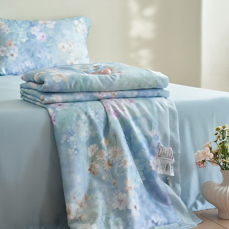 Rustikales Sommer-Bettwäscheset mit Blumenmuster (4-teilig)