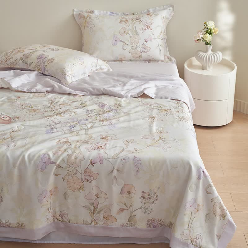 Weiches Sommer-Bettwäscheset mit frischem Blumenmuster (4-teilig)