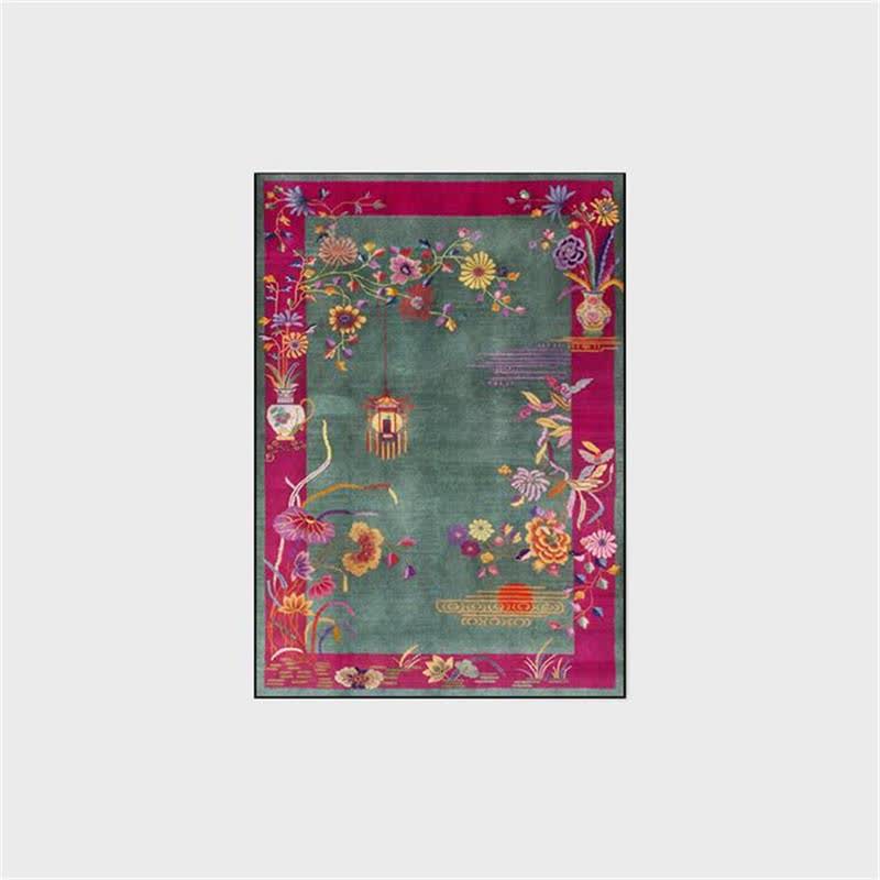 Rutschfester, waschbarer Teppich mit orientalischem Blumenmuster