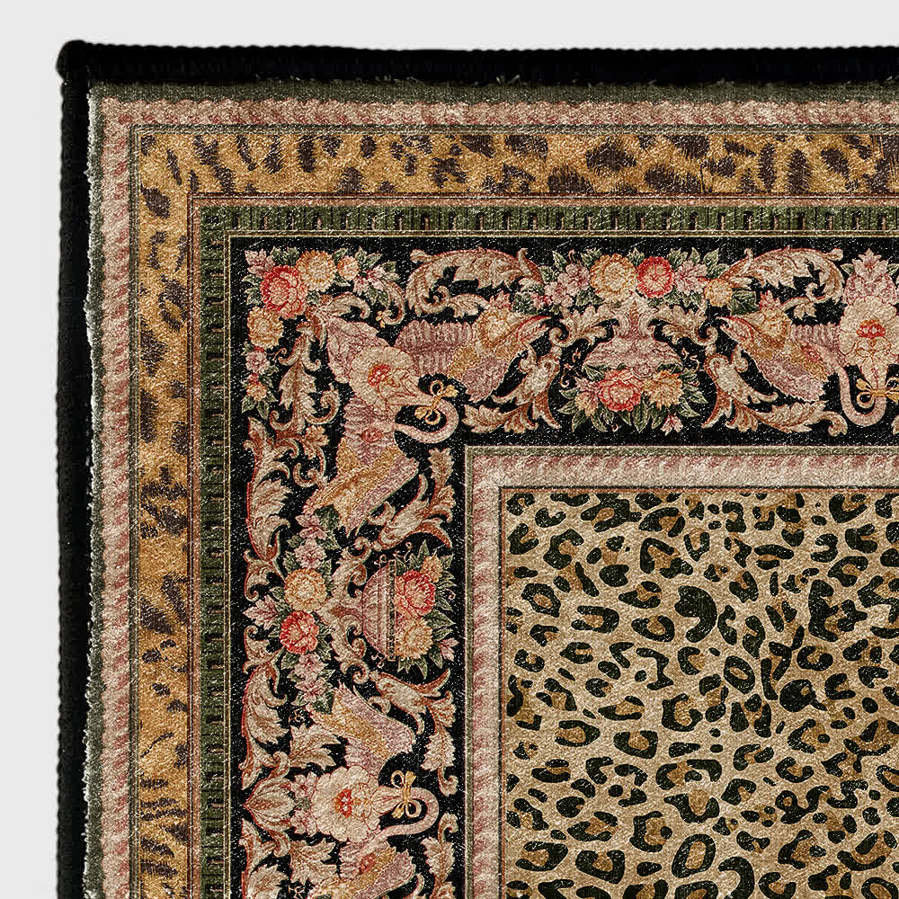 Rutschfester Teppich im Barock-Leoparden-Stil für drinnen und draußen