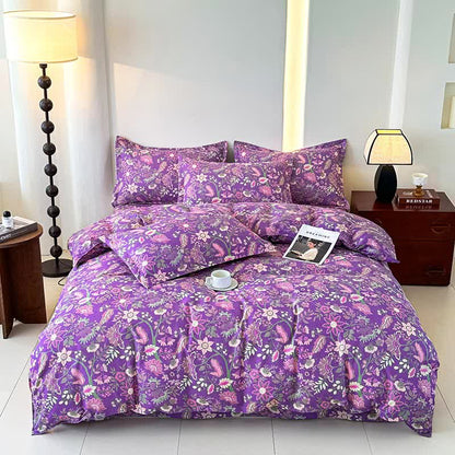 Bettwäscheset aus weicher Baumwollgaze mit Blumenmuster (4-teilig)