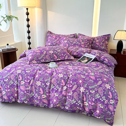 Bettwäscheset aus weicher Baumwollgaze mit Blumenmuster (4-teilig)