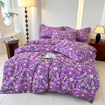 Bettwäscheset aus weicher Baumwollgaze mit Blumenmuster (4-teilig)