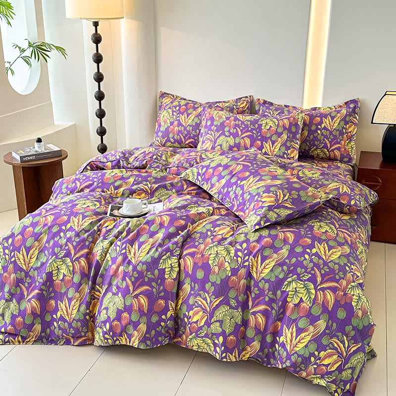 Bettwäscheset aus weicher Baumwollgaze mit Blumenblättern (4-teilig)