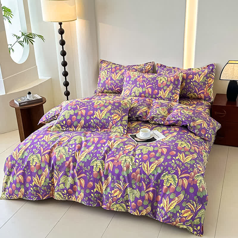 Bettwäscheset aus weicher Baumwollgaze mit Blumenblättern (4-teilig)