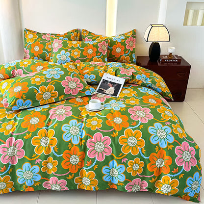 Bettwäscheset aus weicher Baumwollgaze im Landhausstil mit Blumenmuster (4-teilig)