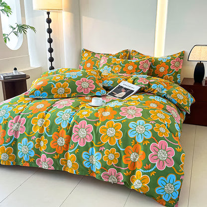 Bettwäscheset aus weicher Baumwollgaze im Landhausstil mit Blumenmuster (4-teilig)