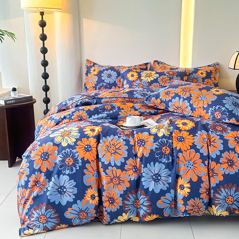 Retro Daisy Bettwäscheset aus weicher Baumwollgaze (4-teilig)