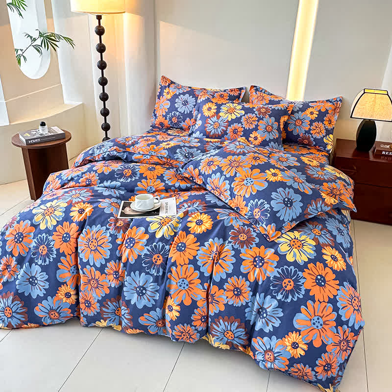 Retro Daisy Bettwäscheset aus weicher Baumwollgaze (4-teilig)