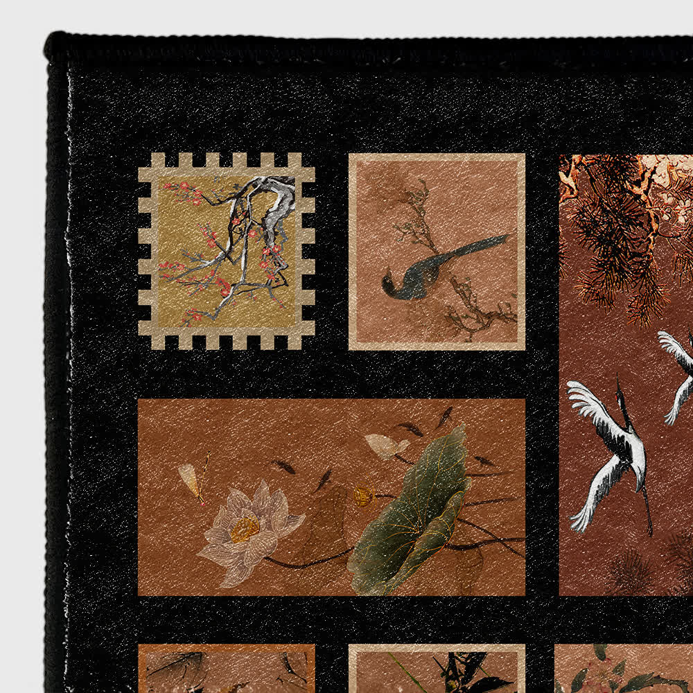 Weicher, rutschfester, waschbarer Teppich mit Blumen- und Vogelmotiv