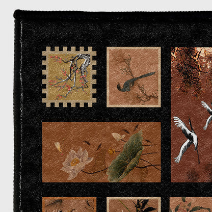Weicher, rutschfester, waschbarer Teppich mit Blumen- und Vogelmotiv