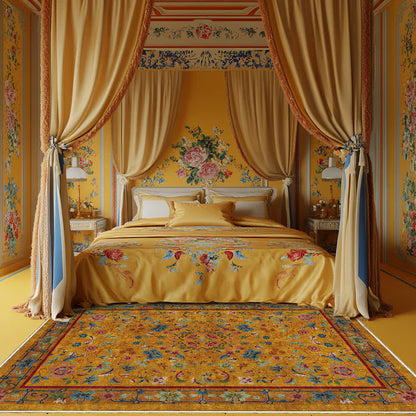 Rutschfester, waschbarer, weicher Teppich mit Vintage-Blumenmuster