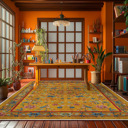 Rutschfester, waschbarer, weicher Teppich mit Vintage-Blumenmuster