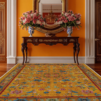 Rutschfester, waschbarer, weicher Teppich mit Vintage-Blumenmuster
