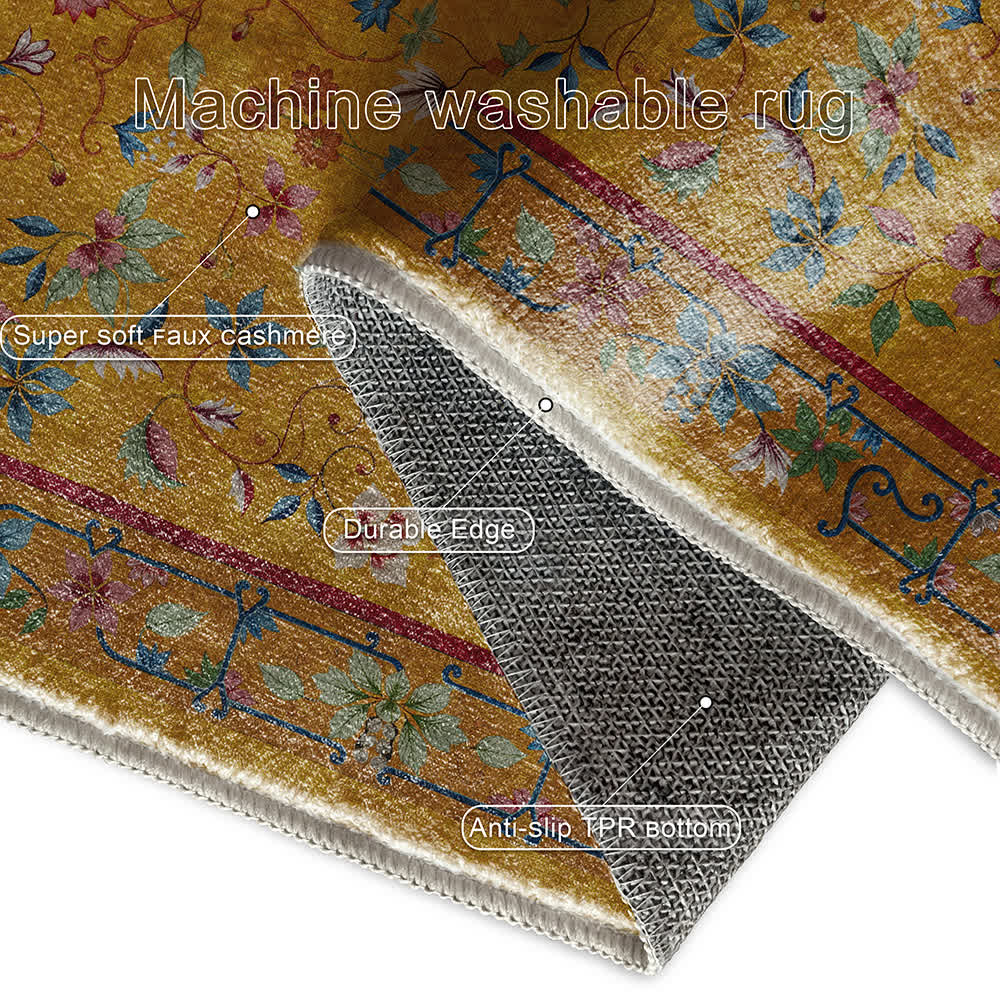 Rutschfester, waschbarer, weicher Teppich mit Vintage-Blumenmuster