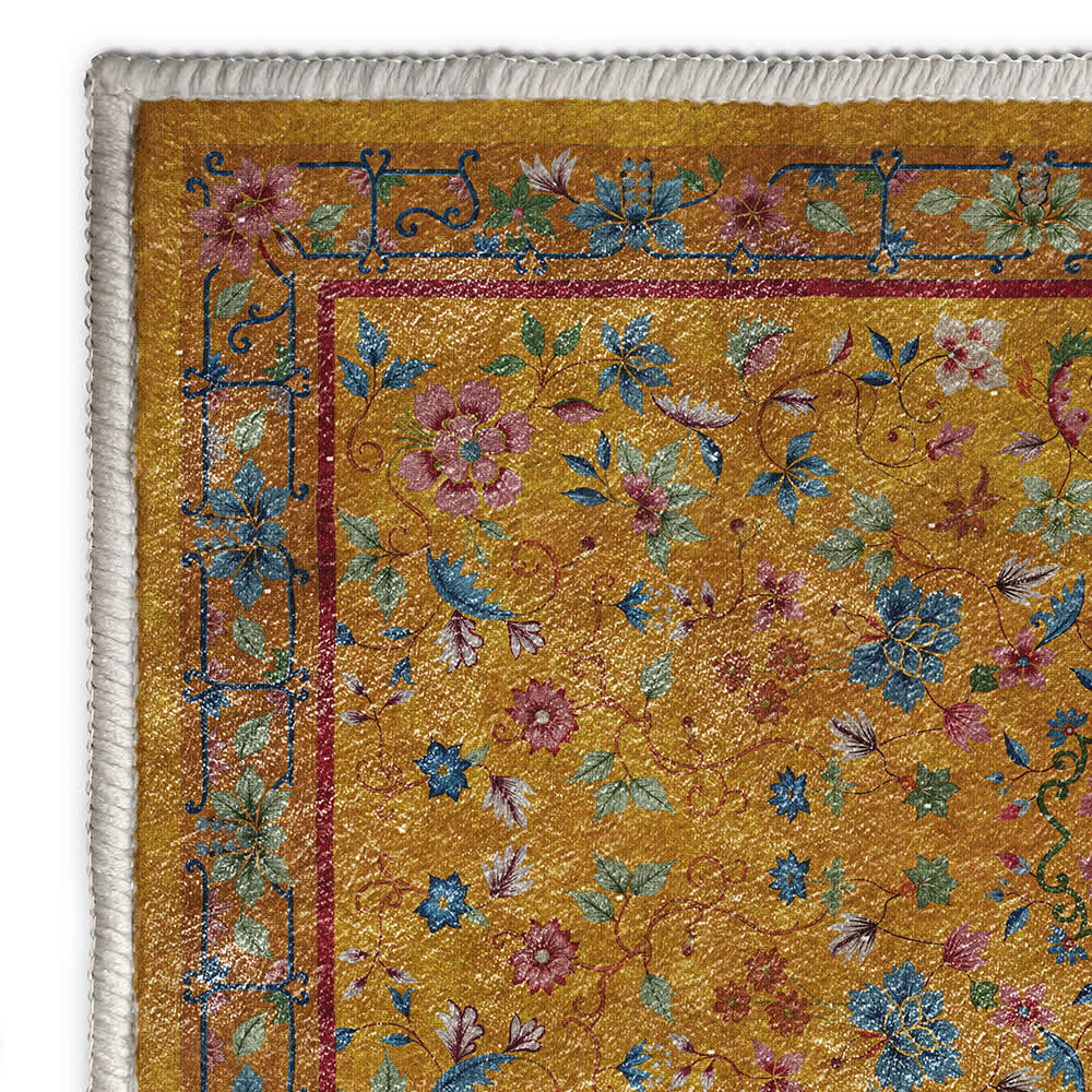 Rutschfester, waschbarer, weicher Teppich mit Vintage-Blumenmuster