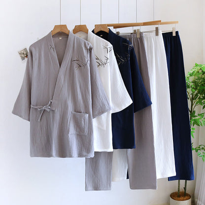 Unisex-Pyjama-Set aus Bambus-Jacquard-Kimono