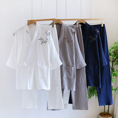 Unisex-Pyjama-Set aus Bambus-Jacquard-Kimono