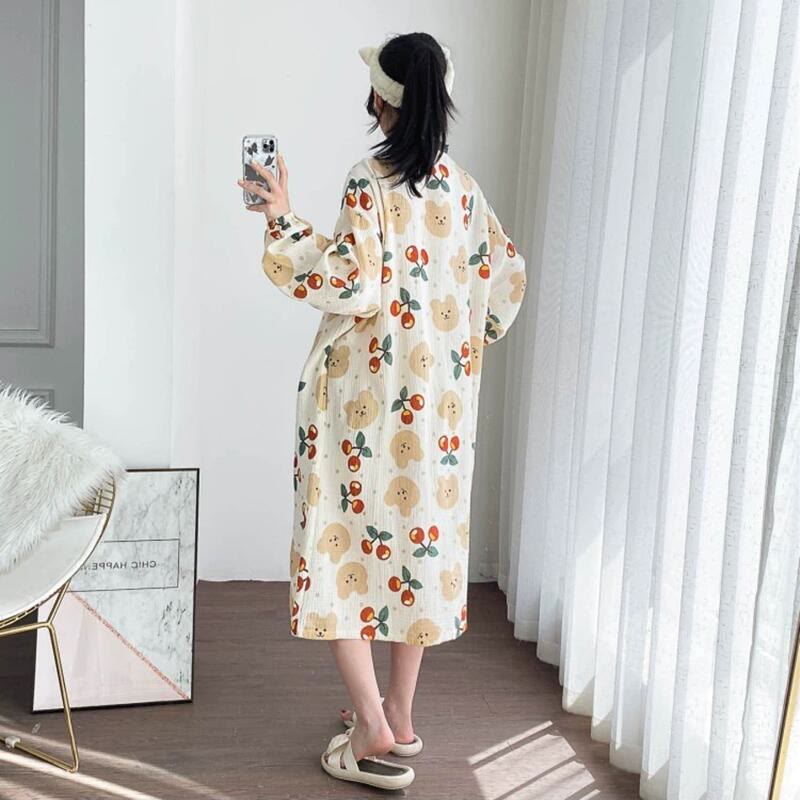 Jacquard-Nachthemd mit Bärenmotiv in Übergröße
