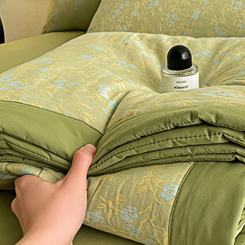 Luxuriöse dreilagige Sommersteppdecke aus Baumwolle im Jacquard-Stil - image 5