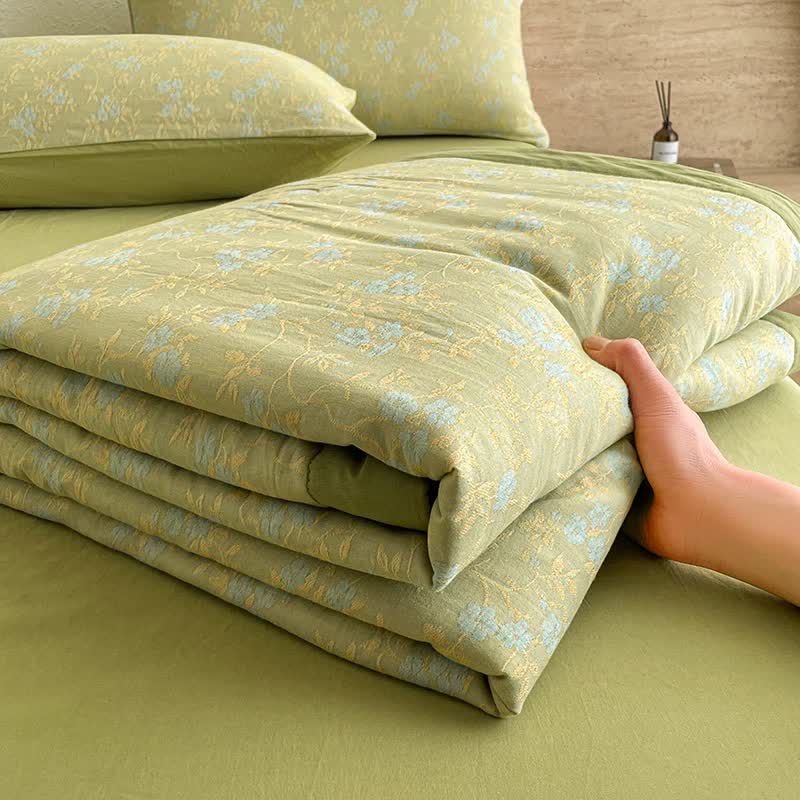 Luxuriöse dreilagige Sommersteppdecke aus Baumwolle im Jacquard-Stil - image 4