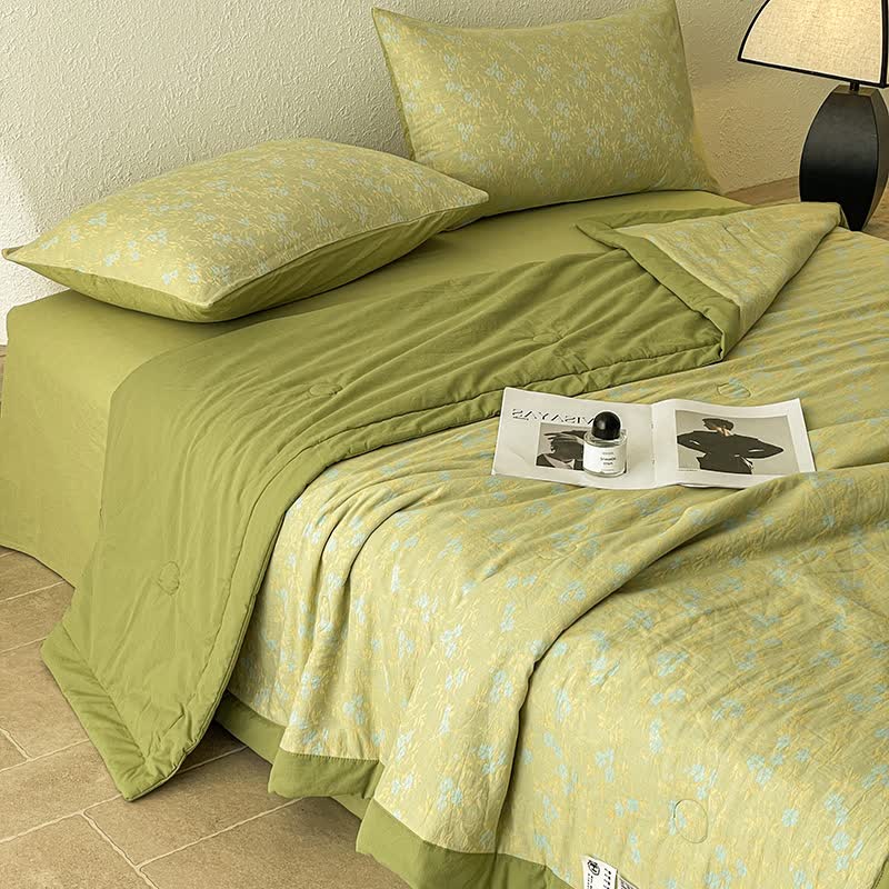 Luxuriöse dreilagige Sommersteppdecke aus Baumwolle im Jacquard-Stil - image 3