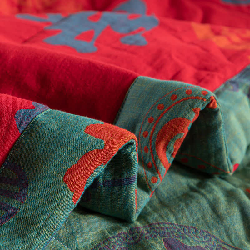 Doppellagige Sommerdecke aus Baumwolle mit Retro-Print