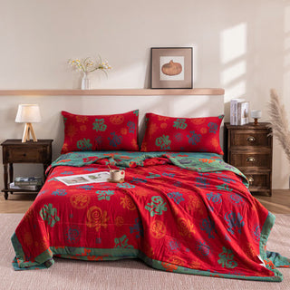 Doppellagige Sommerdecke aus Baumwolle mit Retro-Print