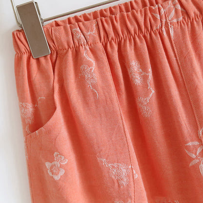 Langärmlige Loungewear aus garngefärbtem Jacquard-Baumwollstoff im Vintage-Stil
