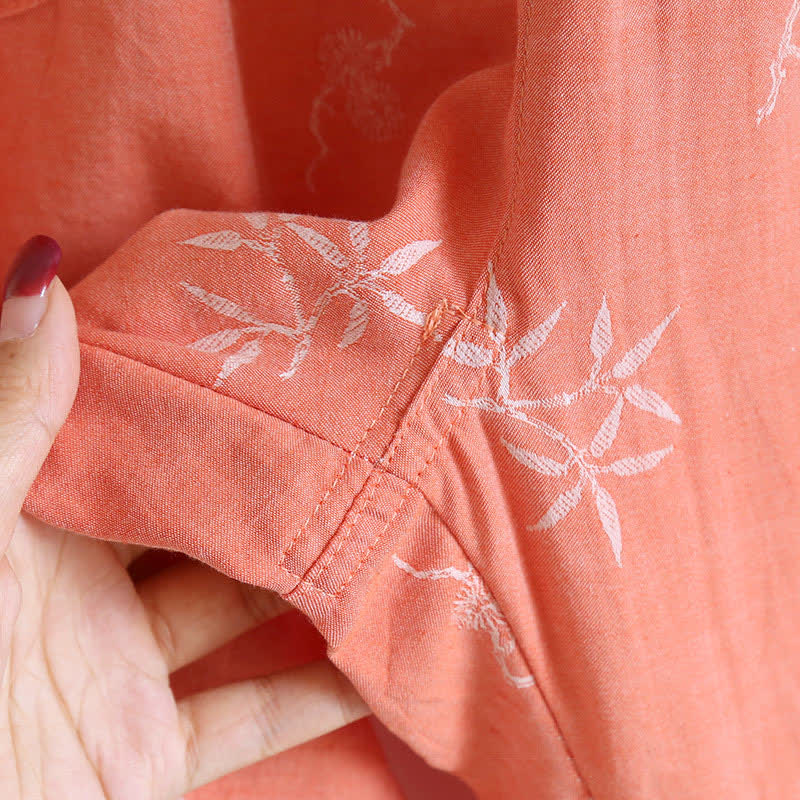 Langärmlige Loungewear aus garngefärbtem Jacquard-Baumwollstoff im Vintage-Stil