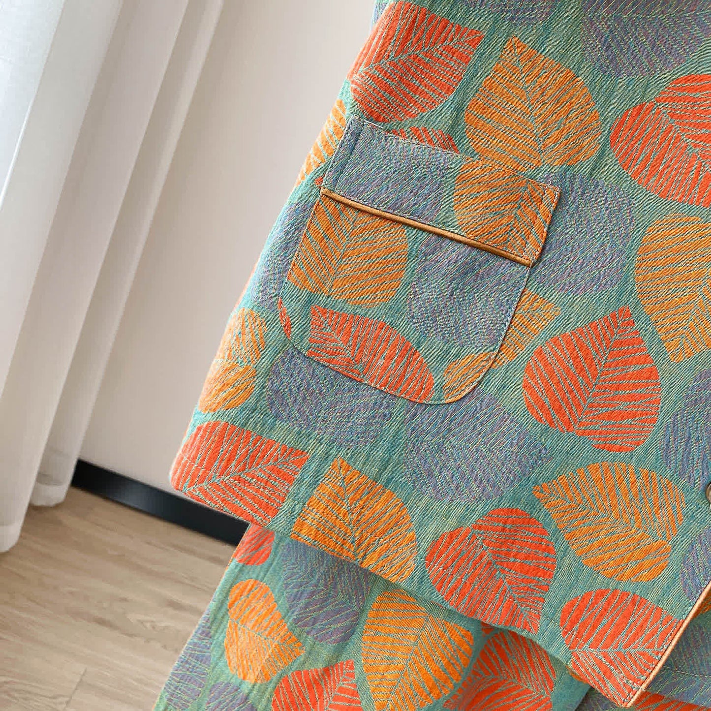 Loungewear-Set mit kurzen Ärmeln und Vintage-Jacquardmuster in Übergröße