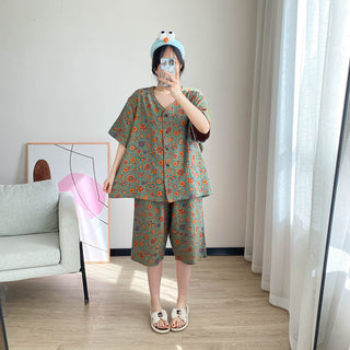 Loungewear-Set mit Vintage-Jacquard-Blumenmuster in Übergröße