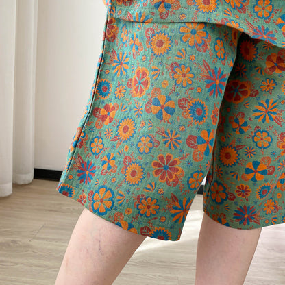 Loungewear-Set mit Vintage-Jacquard-Blumenmuster in Übergröße
