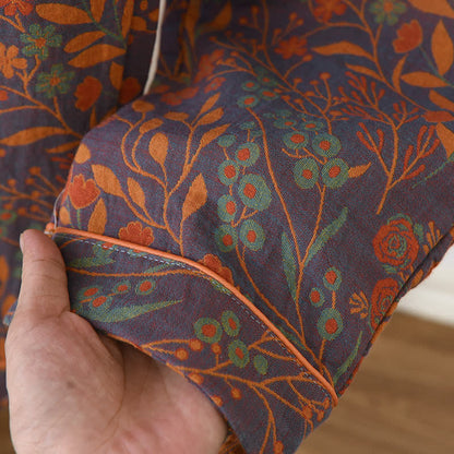 Kurzärmeliges Loungewear-Set aus garngefärbter Baumwolle im Jacquard-Stil (3-teilig)