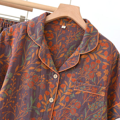 Kurzärmeliges Loungewear-Set aus garngefärbter Baumwolle im Jacquard-Stil (3-teilig)